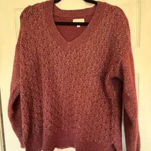 Lucky brand - Cozy V-Neck Women’s Sweater in Dusty Rose - Textured Knit